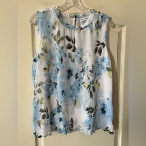 Calvin Klein Blue Floral Sleeveless Blouse
